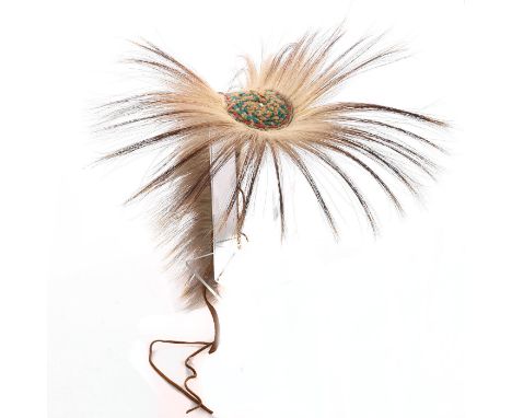 Vintage woven wool with horsehair and soft rawhide tassels.A vintage traditional hair roaches headdress utilized by warriors 