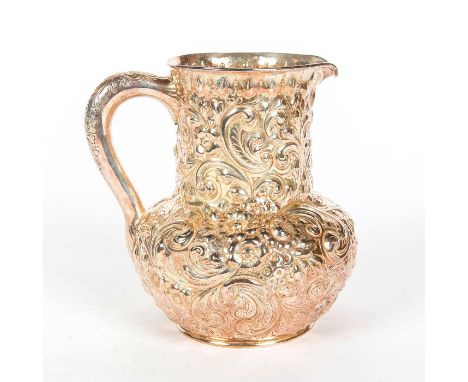 Profuse repousse design to body w. flowers, foliage.Theodore B. Starr was a silversmith active in New York during the late 19