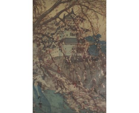 Hiroshi Yoshida (1876-1950) 'Hirosaki Castle' and 'Chion-in Temple Gate', from the series 'Sakura hachidai' (Eight Views of C