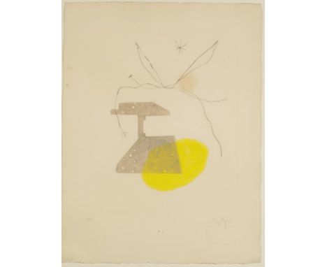 •JOAN MIRO (1893-1983) Abstract composition, colour lithograph, signed in pencil in margin and inscribed "HC", 25.5" x 19.5".
