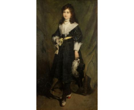 EDUARD CHARLEMONT (1848-1906) A full length portrait of the Hon. Alice de Worms (1865-1952) aged eight, signed and dated 1873