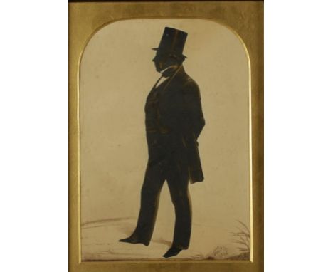 FREDERICK FRITH (1819-1871) A silhouette portrait of a gentleman, signed and dated 1848 lower right, black ink heightened wit