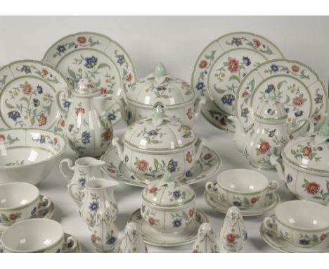 AN EXTENSIVE HEINRICH WEST GERMAN PORCELAIN DINNER AND TEA SERVICE, Villeroy and Boch Indian Summer pattern with flowers on w