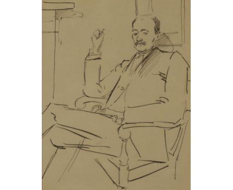 WILLIAM JAMES YULE (1867-1900) "Portrait of David Muirhead", embossed initials lower right "WJY', pen and ink, Pyms Gallery l
