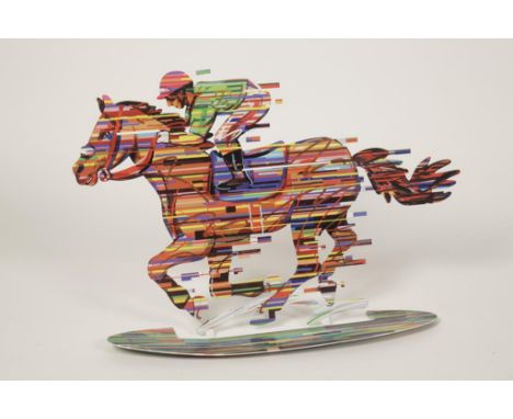 DAVID GERSTEIN (b.1944) "Jockey", printed marks, serigraph on cut-cut steel, 13.75" high. Provenance: An Important Private Co