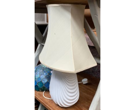 A ceramic Art Deco style table lamp, height to top of fitting 34cmH 