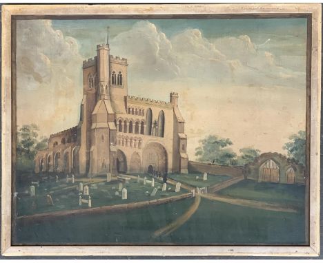 English primitive school, c.1840, Dunstable Priory, Bedfordshire, oil on board, 45x58.5cmProvenance: sold at Dreweatts (Neate