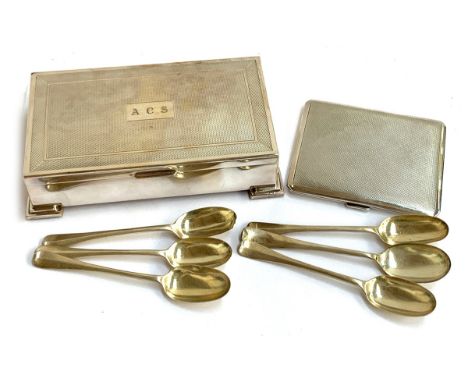 An engine turned silver cigarette case by Padgett &amp; Braham Ltd, London 1930; together with a plated engine turned cigaret