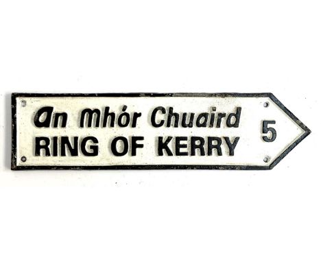 A cast iron sign 'An Mhór Chuaird, Ring of Kerry', 39cmW 