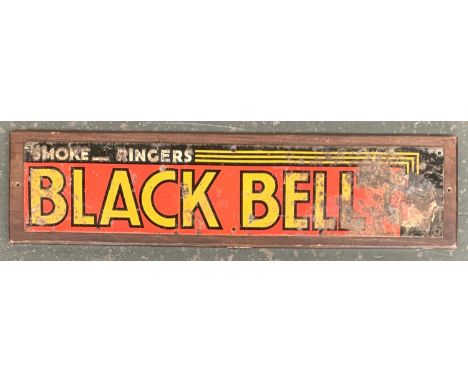 A Smoke Ringer's Black Bell enamel sign, 15x69cm, mounted 