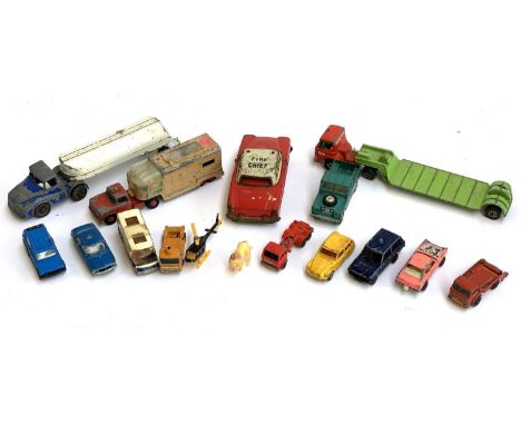 A small lot of die cast model vehicles, to include Matchbox, Corgi, Lone Star, James Bond 007 Helicopter; Fire Chief car etc 