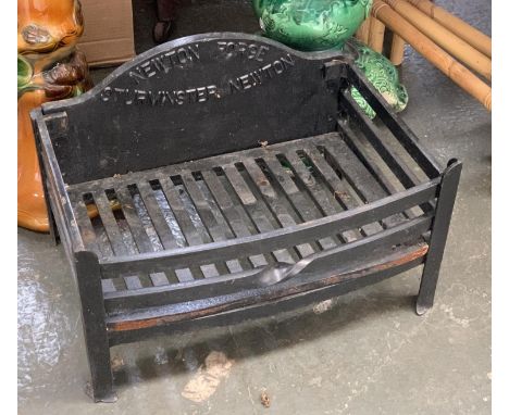 Local interest, a cast iron fire grate with back plate reading 'Newton Forge, Sturminster Newton', 47cmW 