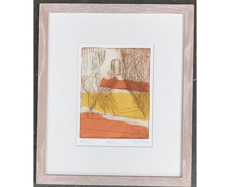20th century etching and mixed media, signed and titled indistinctly, numbered 1/25, 20x15cm 