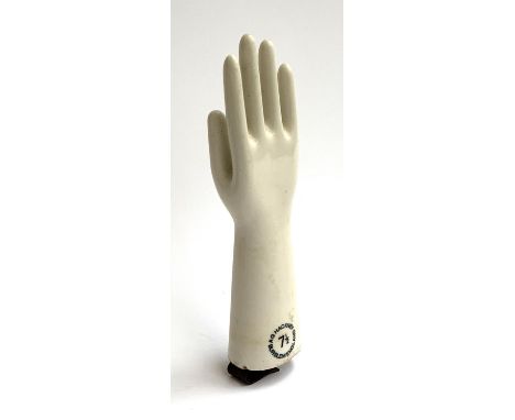 A vintage ceramic glove mould, marked 'AG Hackney, Burslem', size 7 1/2, 35cmL 