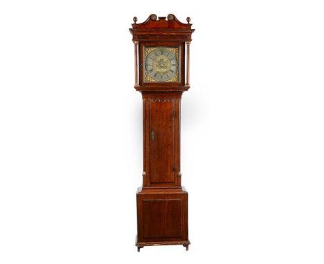 A George III oak longcase clock, John Lawson, with eight-day bell striking movement, the 12inch brass dial with Roman numeral