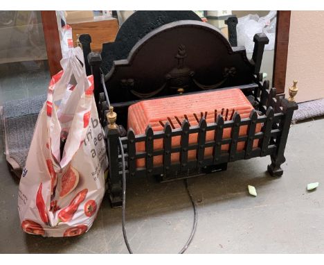 An electric fire grate, 55cmW; with bag of coal 
