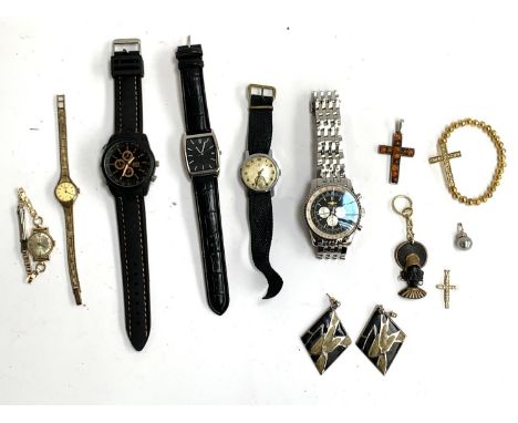 A mixed lot to include rolled gold B. Jobin cocktail watch, Chateau cocktail watch, and a small quantity of jewellery to incl