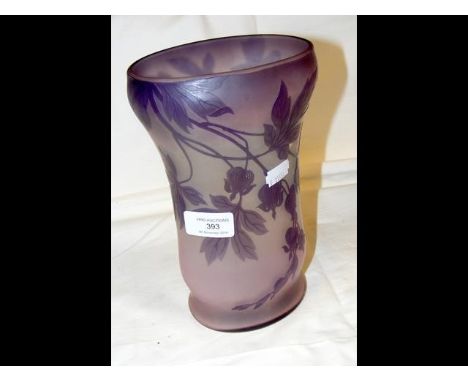 A 23cm high studio cameo vase by Weis, decorated with amethyst flowers  