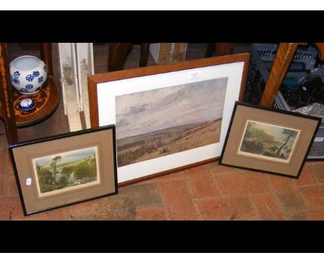 Pair of engravings, together with a hunting print 