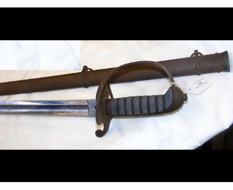 An old Officer's sword with engraved blade and metal scabbard - 105cm long CONDITION REPORTas per images