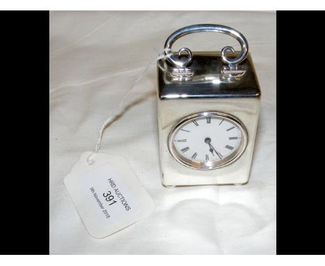 A small silver carriage clock - 7cm high 