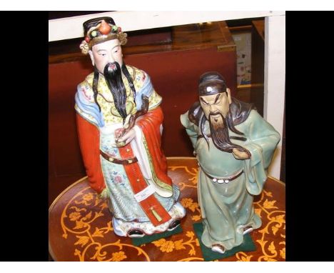 A 42cm high ceramic oriental figure and one other CONDITION REPORTseems ok