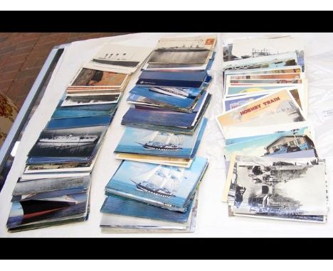 Collection of approx. 300 vintage postcards relating to railways and ships 