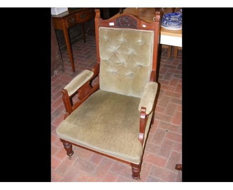 Edwardian easy chair with button backrest 