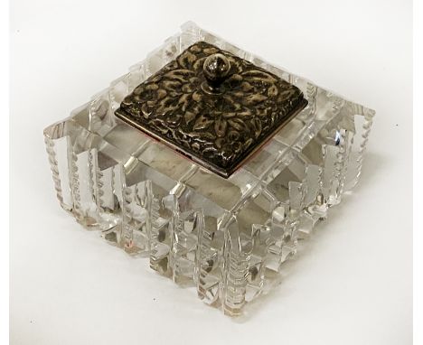 SILVER &amp; CUT GLASS INKWELL