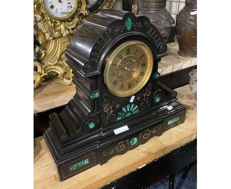 SLATE MANTLE CLOCK - INLAID - 47 CMS (H) APPROX