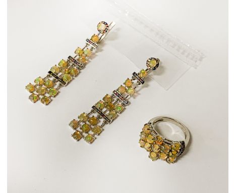 OPAL SET OF EARRINGS &amp; A RING SET