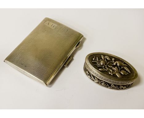 H/M SILVER CIGARETTE CASE INSCRIBED ''AB'' WITH SILVER PILL BOX - 103 GRAMS APPROX