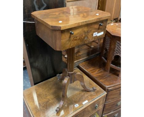 VICTORIAN SEWING TABLE ON TRIPOD LEGS