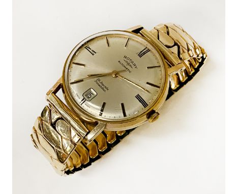 ROTARY AUTOMATIC GENTS WATCH, 9CT GOLD CASED WITH BOX &amp; GUARANTEE