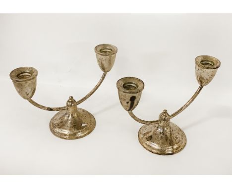 PAIR OF SILVER CANDELABRA - APPROX 13.5CMS (H)