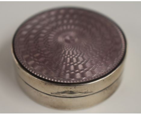 Art Deco hallmarked silver and pink guilloché enamel compact with hinged lid opening to reveal mirror, Birmingham 1926, maker