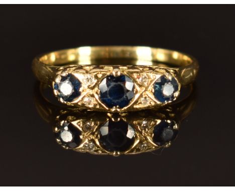 An 18ct gold ring set with sapphires and diamonds, size M, 3.3g&nbsp;