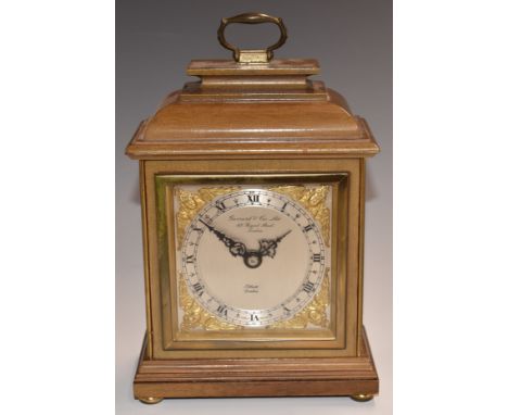 Elliott mantel clock Garrard &amp; Co, 112 Regent St, London, small brass plaque verso 'Rolls Royce Ltd, Bristol, G Bennett 1