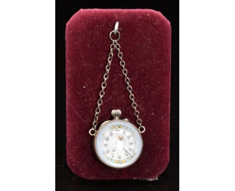 Victorian novelty ball clock with exhibition back, gold hands, Arabic numerals and white enamel dial, case diameter 28mm, on 