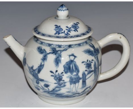 Chinese 19thC blue and white teapot, H13.5cm
