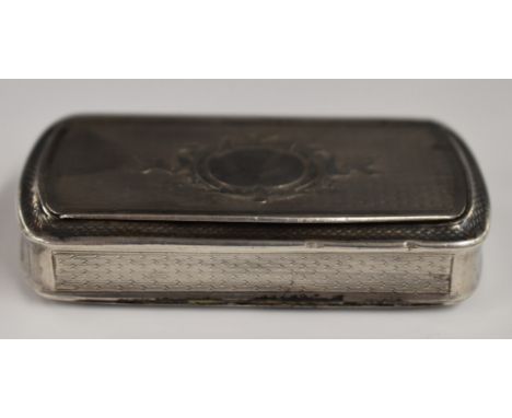 French white metal snuff box with engine turned decoration, marks indistinct, length 8cm, weight 52g