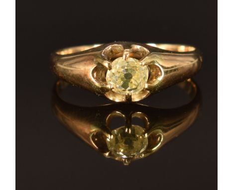 Victorian ring set with an old cut diamond&nbsp;of approximately&nbsp;0.4ct, 3g,&nbsp;size M&nbsp;