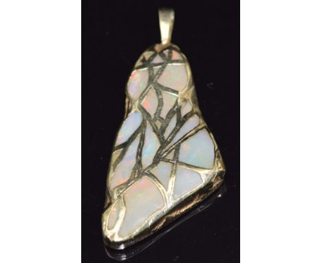 A 9ct pendant set with opal boulder, 14.1g, 6.5cm x 2.7cm&nbsp;