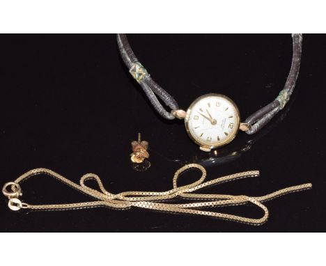 Rotary 9ct gold ladies wristwatch and a 9ct gold necklace (3.6g)