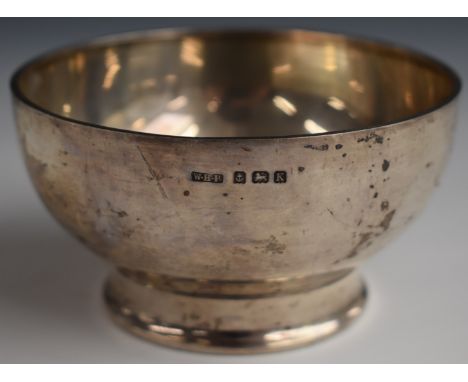 George VI hallmarked silver sugar bowl, Birmingham 1934, maker W H Haseler Ltd, diameter 10.5cm, weight 123g