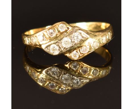 A 9ct gold ring set with cubic zirconia, size M, 2.1g&nbsp;