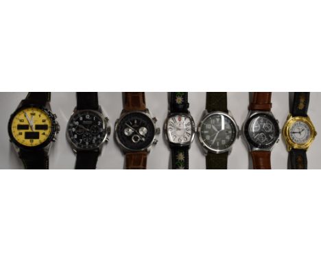 Seven various ladies and gentleman's wristwatches including Accurist World Timer Chronograph, Citizen Eco-Drive J810-S095905,