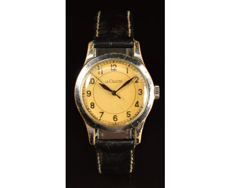 Jaeger LeCoultre gentleman's wristwatch with ivory coloured dial, black Arabic numerals, blued hands, nickel plated case and 