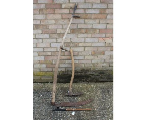 Tools to include scythe, adze, daisy grubber (3)