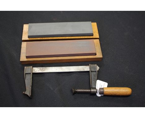 Tools to include drill bits, clamps, two vices, Emir and other whetstones etc. (qty)